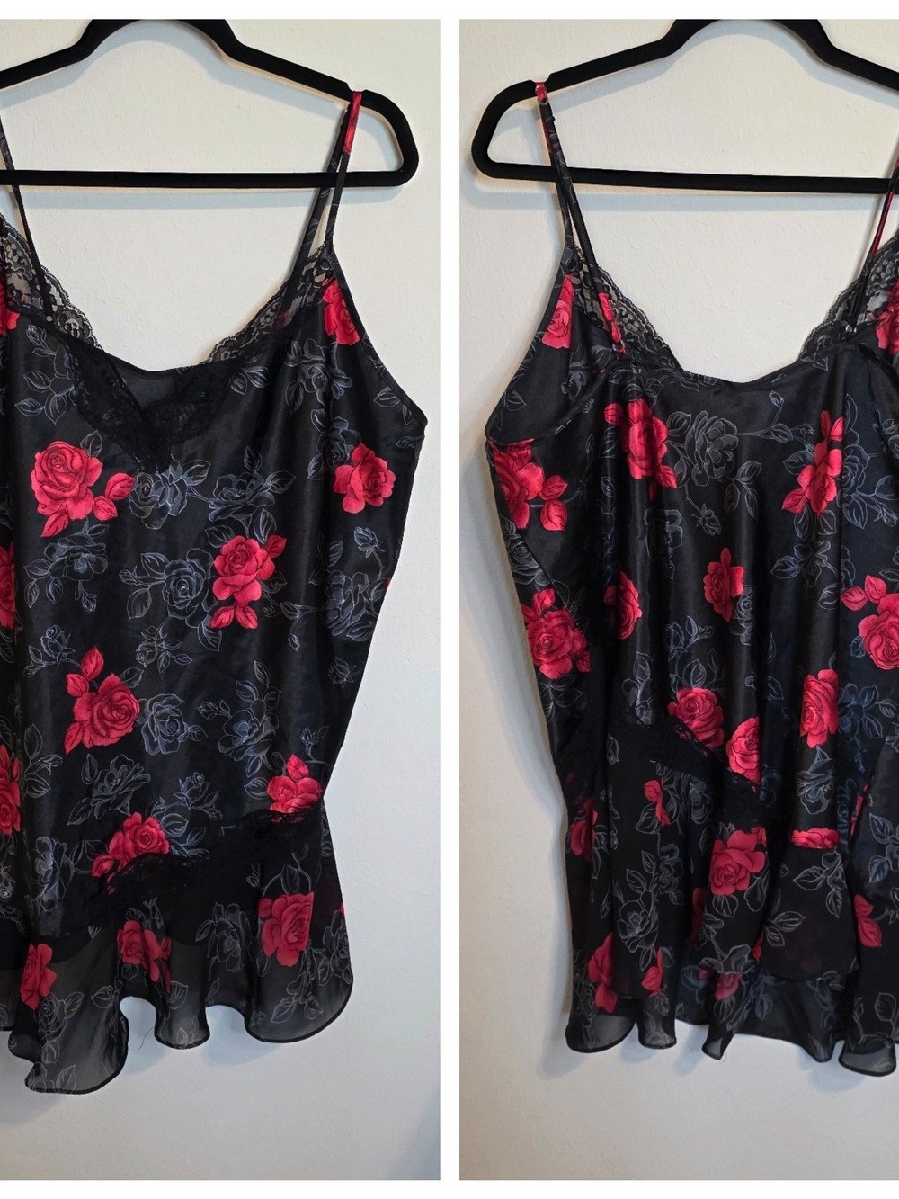 Secret Treasures Black Slip with Red Floral Detail